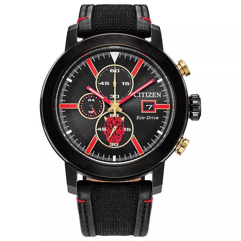 Citizen Mens Eco-Drive Star Wars Darth Maul Black IP Stainless Steel Leather-Nylon Strap Watch - CA0766-02W Product Image