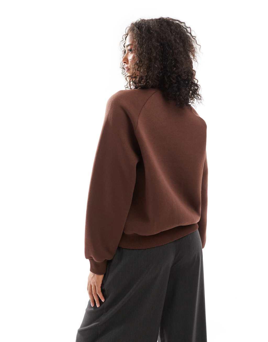 ASOS DESIGN raglan sweatshirt in chocolate Product Image