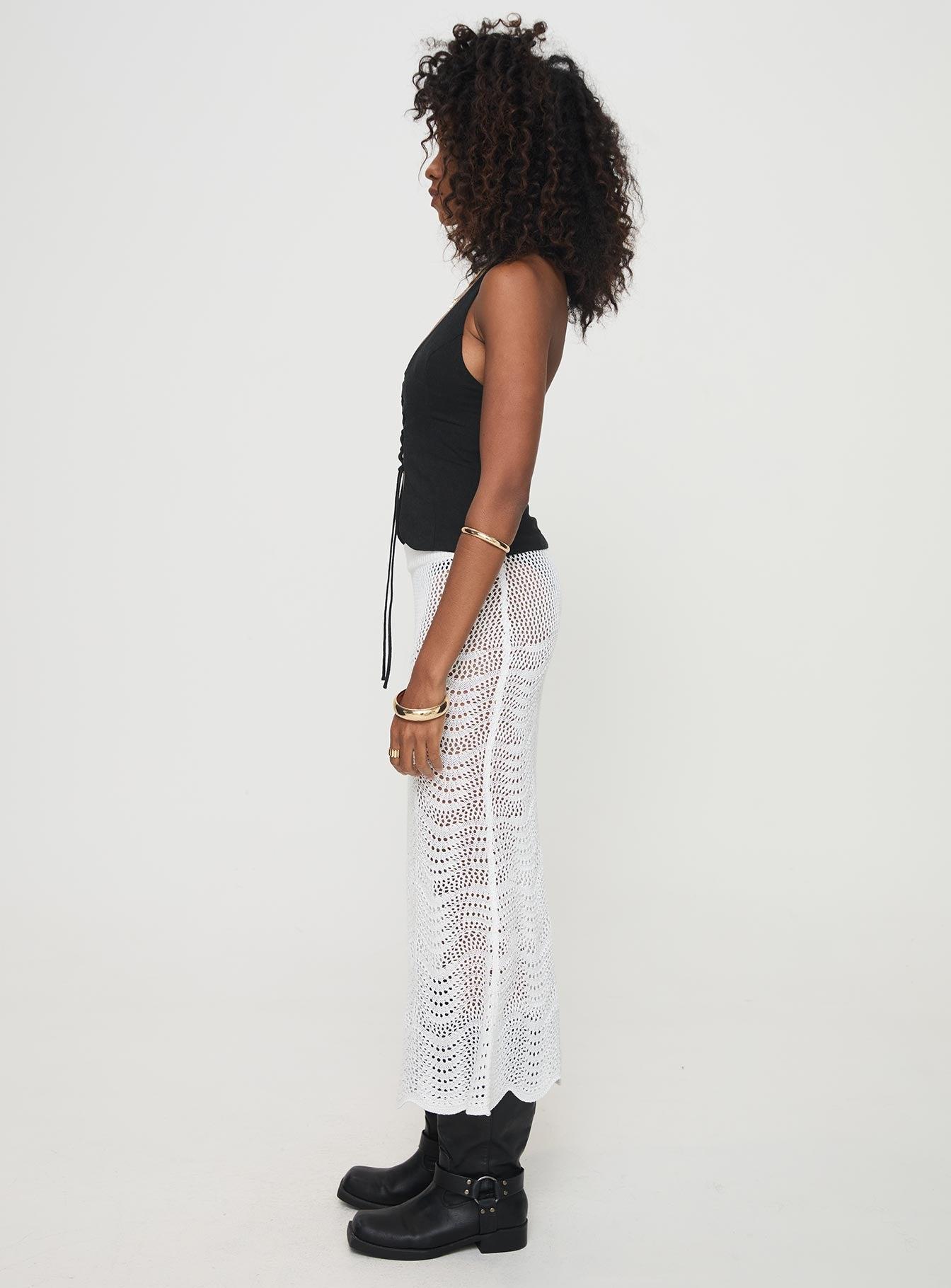 Kastio Crochet Midi Skirt White Product Image