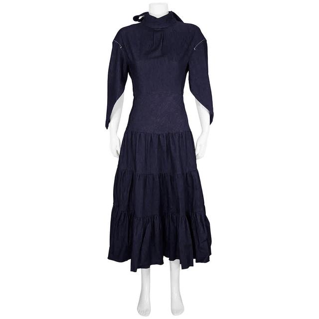 Chloe Ladies Denim Tiered Midi Dress In Blue Product Image