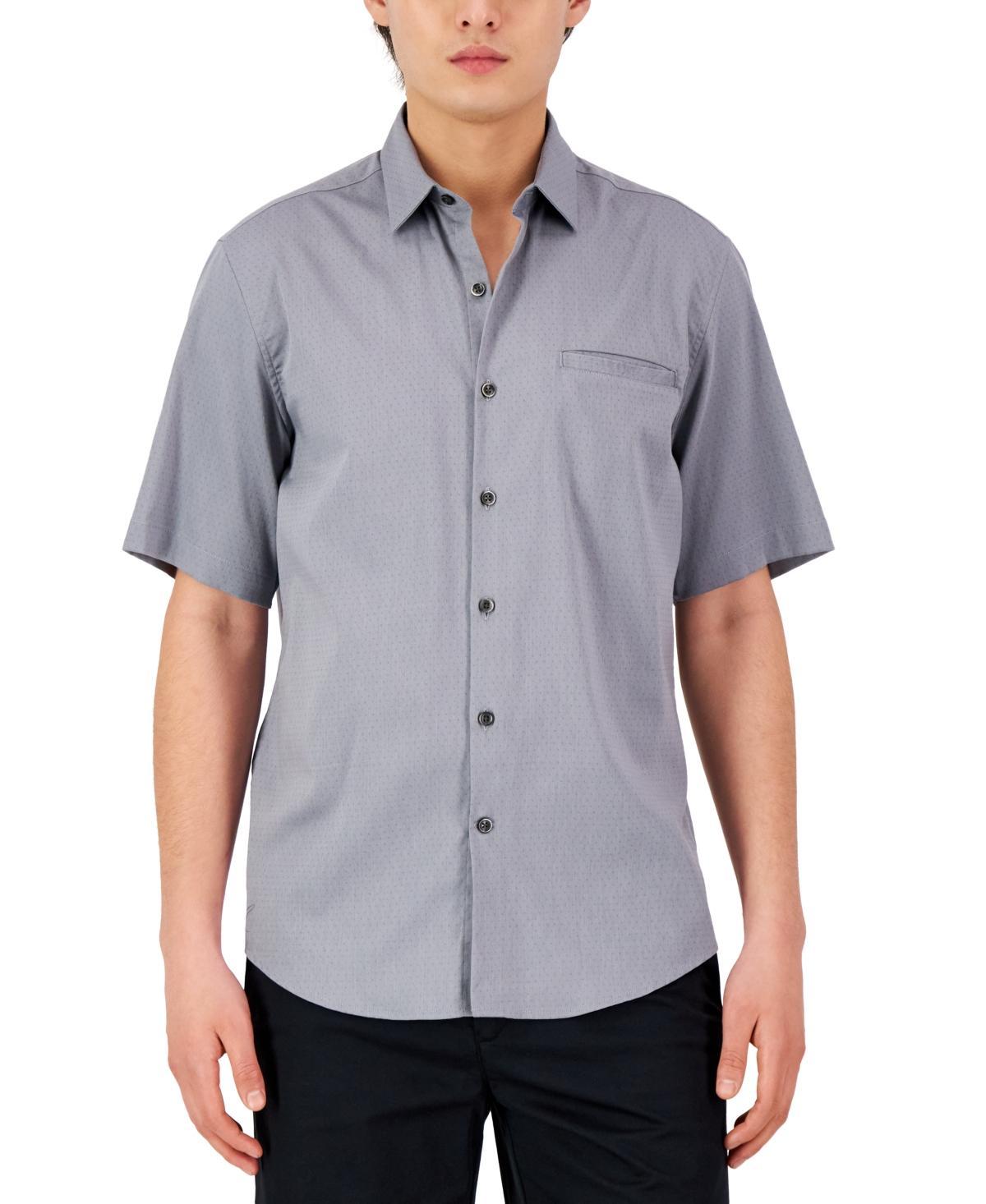 Alfani Mens Short-Sleeve Modern Stretch Dobby Shirt, Created for Macys Product Image