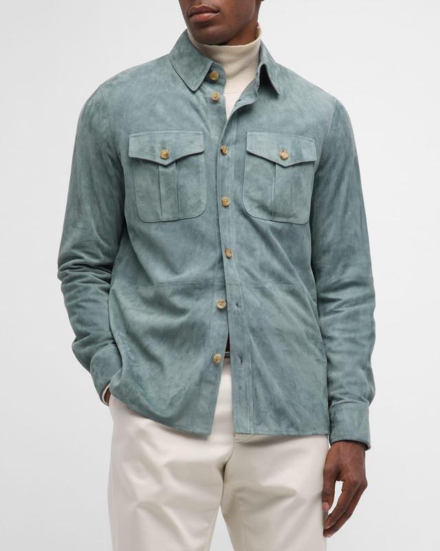 Mens Suede Button-Front Shirt Product Image