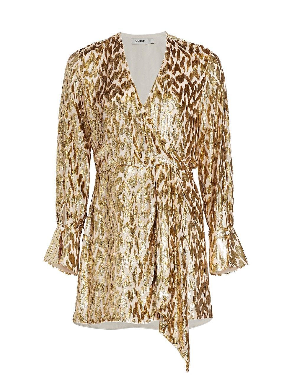 Simkhai Camryn Metallic Burnout Long Sleeve Minidress Product Image