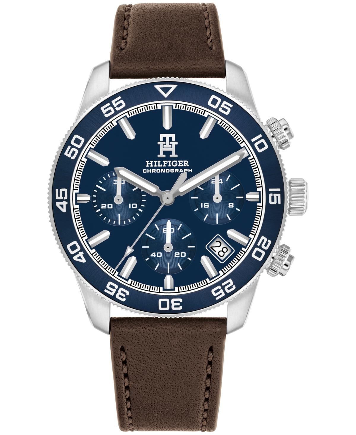 Tommy Hilfiger Mens Chronograph Brown Leather Strap Watch 41mm - Brown Product Image