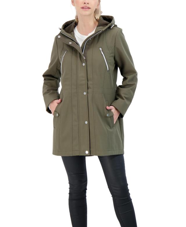 Womens Sebby Collection Hood Water-Resistant Anorak Jacket Blue Product Image