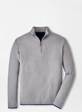 Peter Millar Mens Quad Quilted Quarter-Zip | Color: Gale Grey | Size: L Product Image