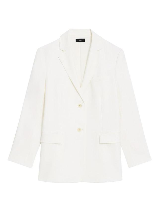 Womens Single-Breasted Linen-Blend Blazer Product Image