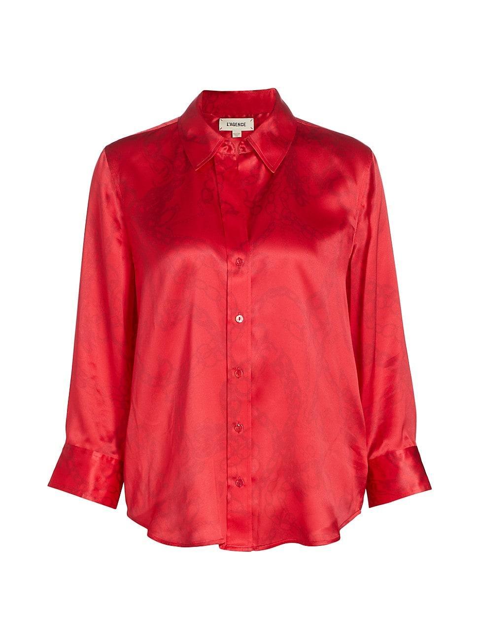 Womens Dani Silk Button-Front Shirt Product Image