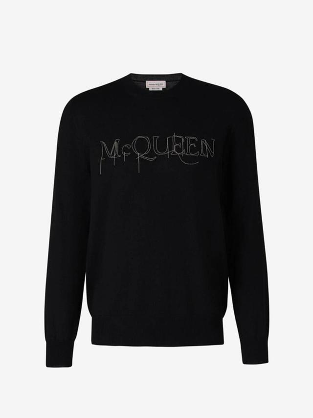 Logo Embellished Crewneck Sweater In Black Product Image