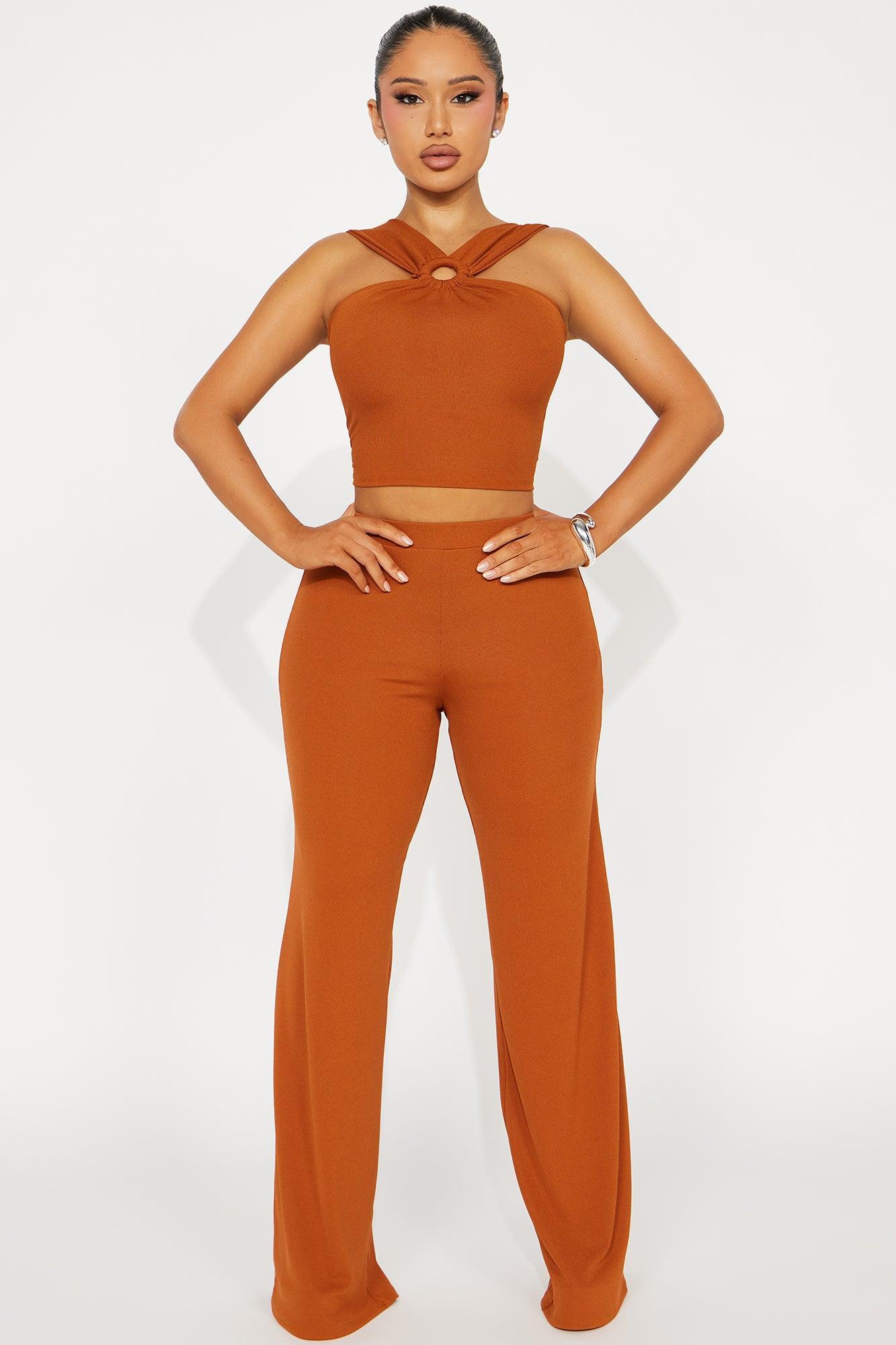 Imara Ribbed Pant Set - Cognac Product Image