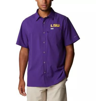 Mens Columbia PFG LSU Tigers Slack Tide Camp Button-Up Shirt Product Image