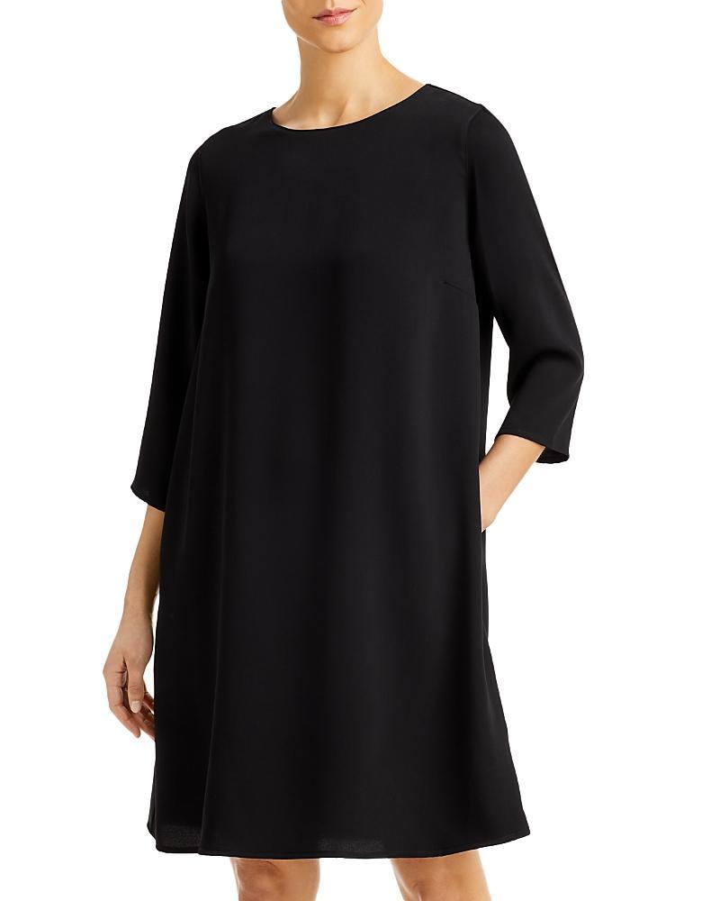 Caroline Rose Matte Crepe Crew Neck 34 Sleeve Waistless Dress Product Image