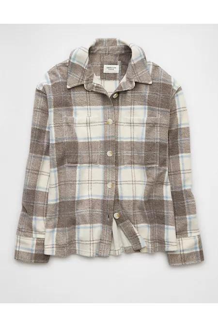 AE Fleece Plaid Shacket Womens Product Image