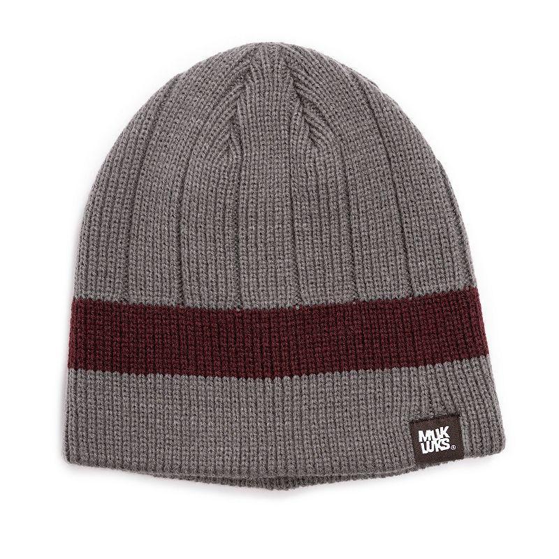 Muk Luks Mens Ribbed Beanie, Oxblood/Navy - Shadow Product Image