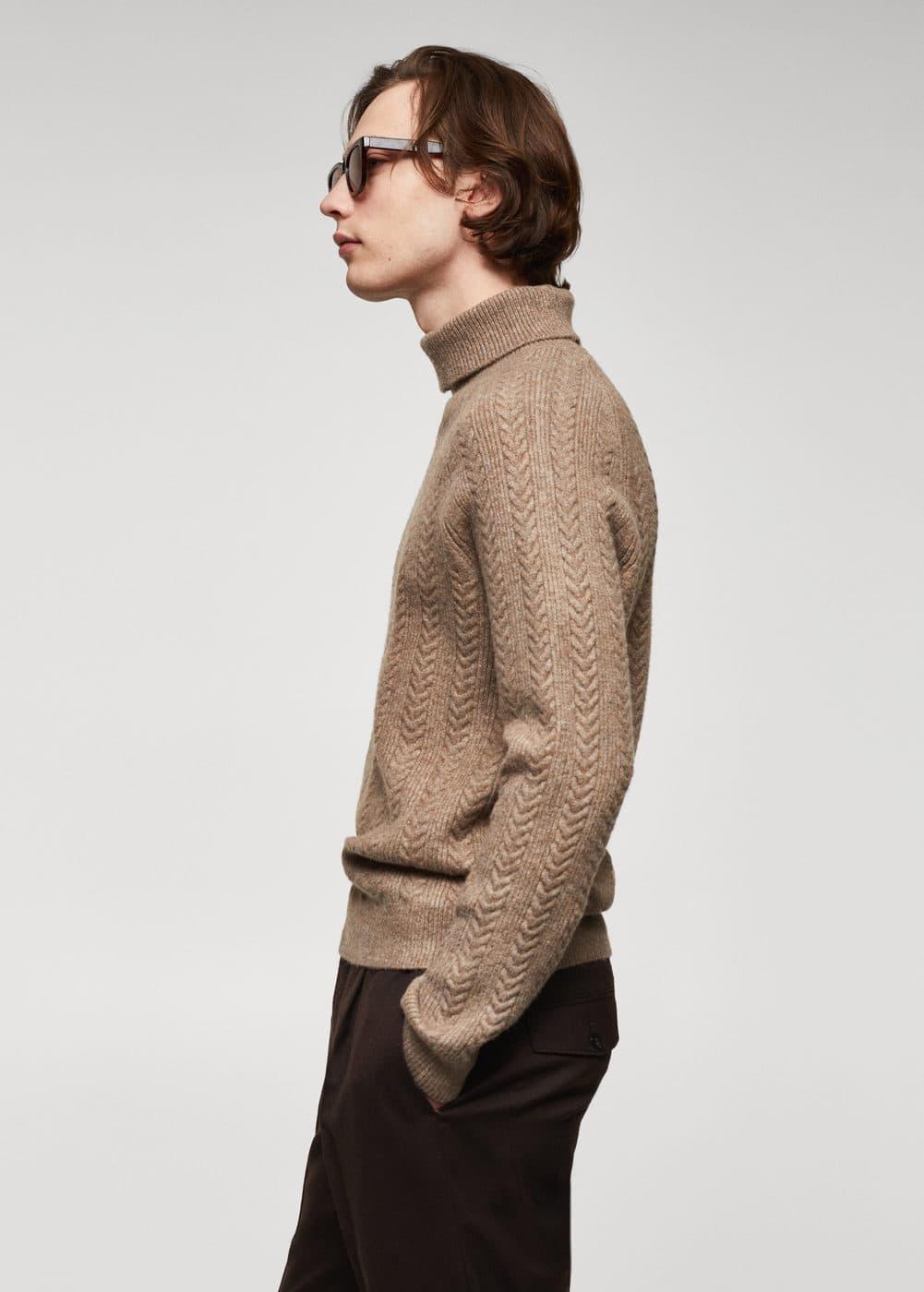 MANGO MAN - Twisted turtleneck sweater mink greyMen Product Image