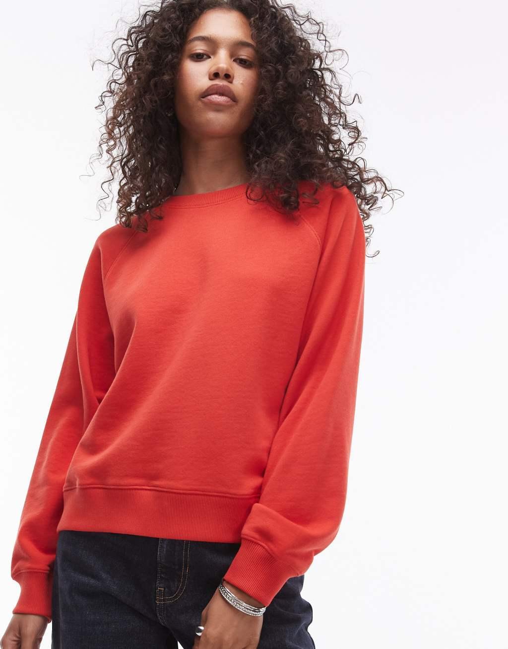 ARKET soft terry sweatshirt in red Product Image