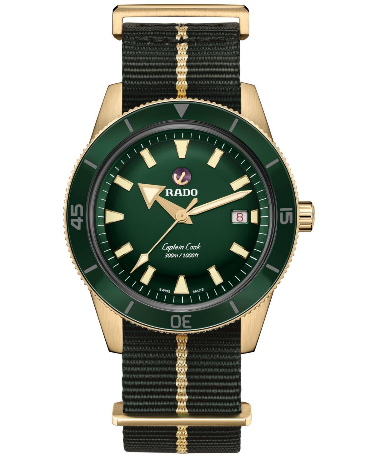 Rado Mens Swiss Automatic Captain Cook Green Nato Strap Watch 42mm Product Image