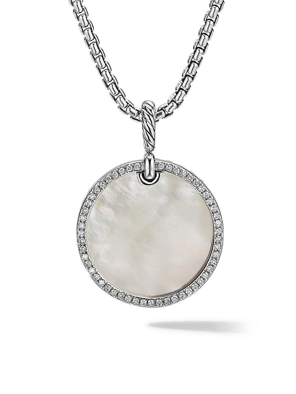 David Yurman Sterling Silver Dy Elements Disc Pendant with Mother-of-Pearl & Diamonds Product Image