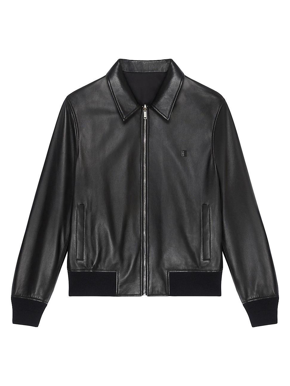 Mens Reversible Bomber Jacket In Leather Product Image