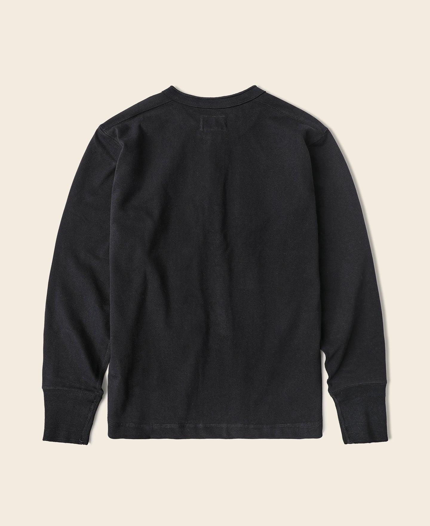 Vintage Long Sleeve Henley Shirt - Black Product Image