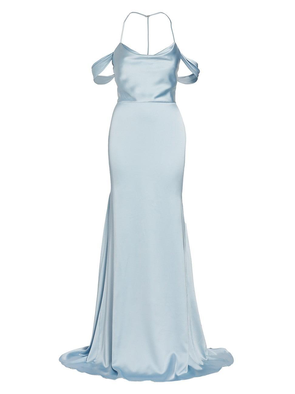 Womens Muriel Satin Open-Back Gown Product Image