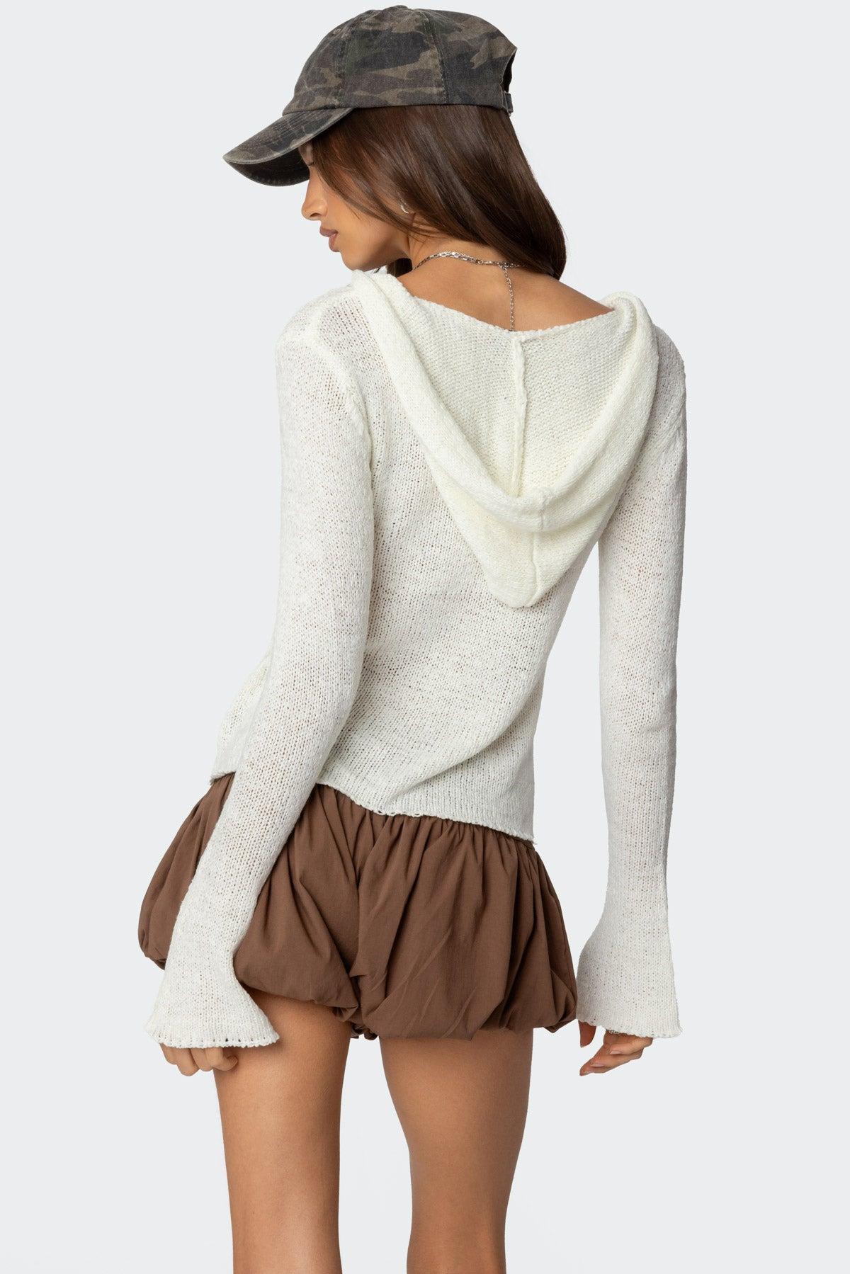 Mai Hooded V Neck Sweater Product Image