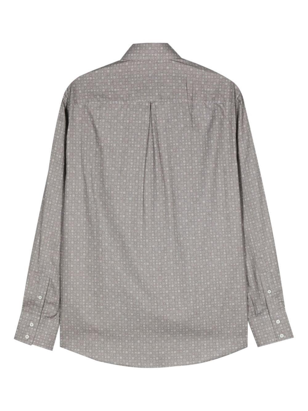 BRUNELLO CUCINELLI Graphic-print Cotton Shirt In Gray Product Image