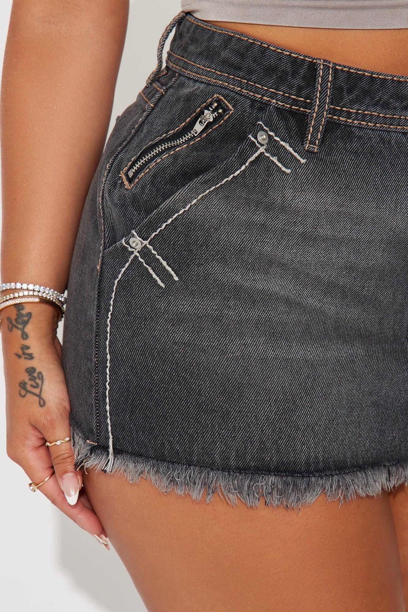 Chasing You Denim Micro Mini Skirt - Grey Product Image