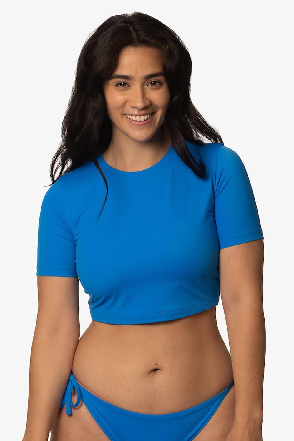 Aurora Short Sleeved  Crop  Rashie - Sapphire Product Image