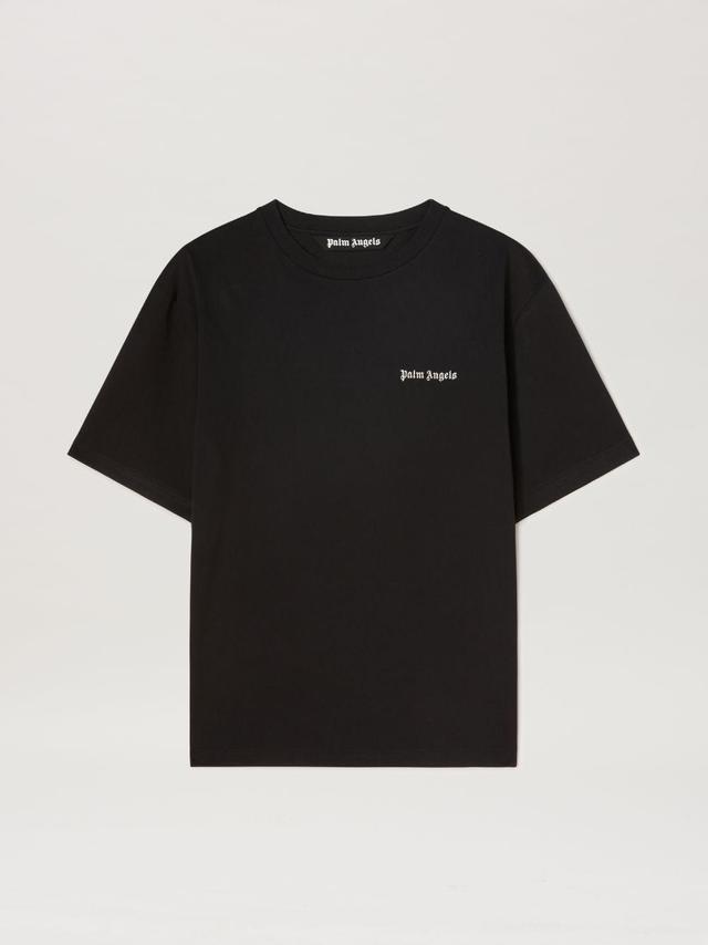 Embroidered Logo Slim T-Shirt in black  - Palm Angels® Official  Product Image