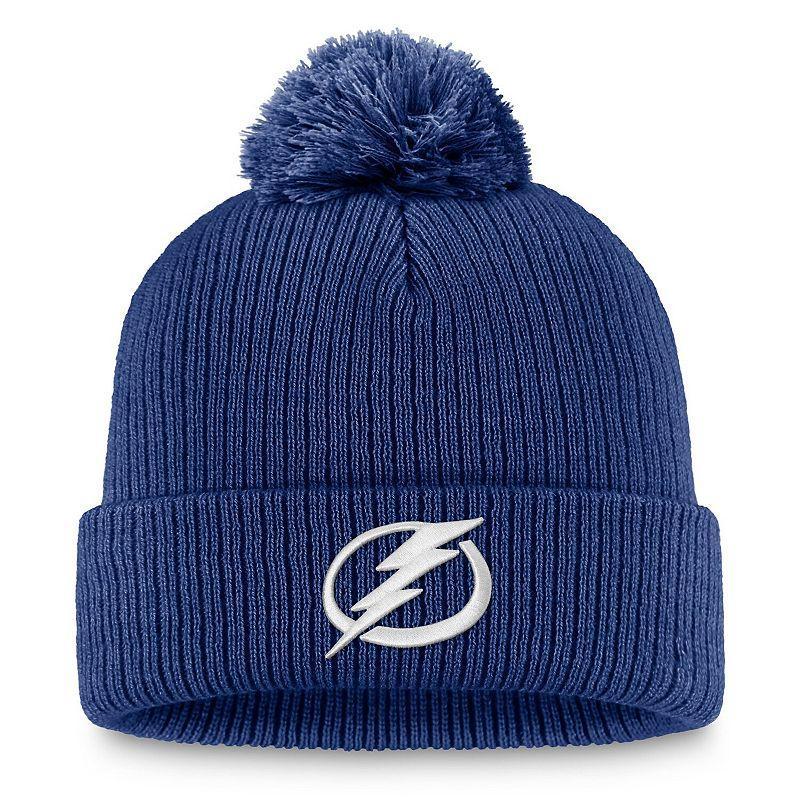 Mens Fanatics Blue Tampa Bay Lightning Core Primary Logo Cuffed Knit Hat with Pom Product Image