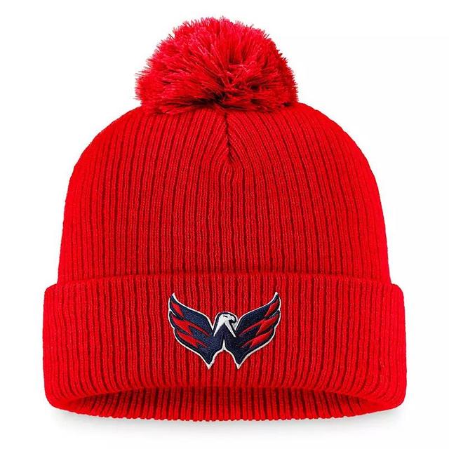 Mens Fanatics Branded Washington Capitals Core Primary Logo Cuffed Knit Hat with Pom Product Image