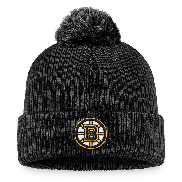 Mens Fanatics Branded Boston Bruins Core Primary Logo Cuffed Knit Hat with Pom Product Image