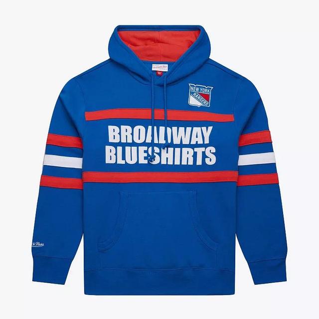 Mens Mitchell & Ness Blue New York Rangers Head Coach Slogan Pullover Hoodie Product Image