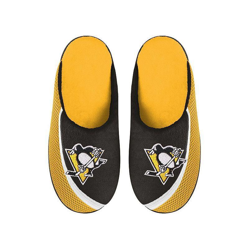 Mens FOCO Pittsburgh Penguins Big Logo Color Edge Slippers Product Image