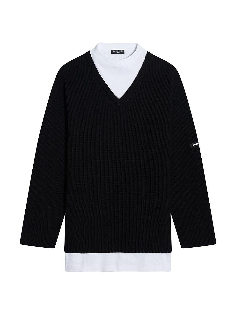 Mens Layered T-Shirt V-Neck Sweater Product Image