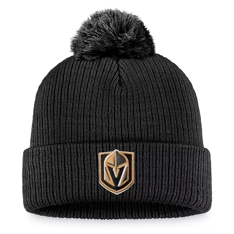 Mens Fanatics Branded Black Vegas Golden Knights Team Cuffed Knit Hat with Pom Product Image