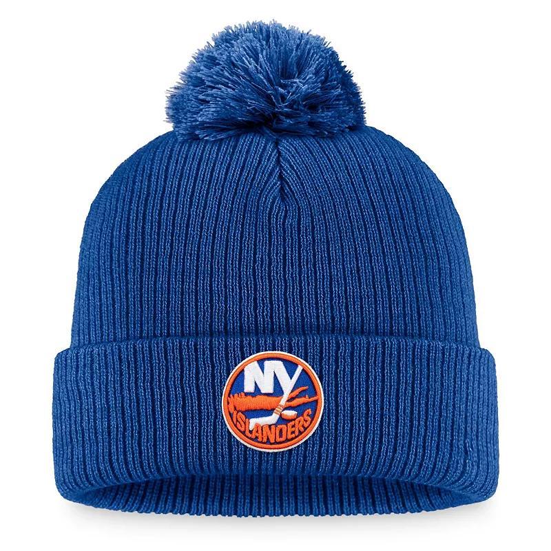 Mens Fanatics Branded Royal New York Islanders Core Primary Logo Cuffed Knit Hat with Pom Product Image