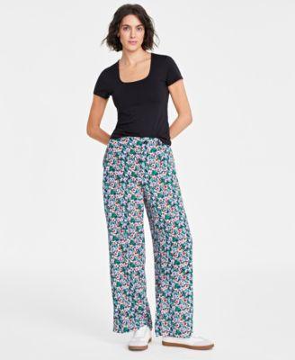 Women's Printed Wide-Leg Pants, Created for Macy's Product Image