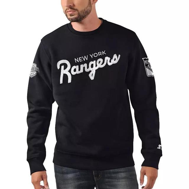 Mens Starter Black New York Rangers Ice Cross-CheckPullover Sweatshirt Product Image