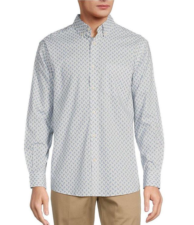 Roundtree & Yorke Long Sleeve Small Paisley Print Poplin Sport Shirt Product Image