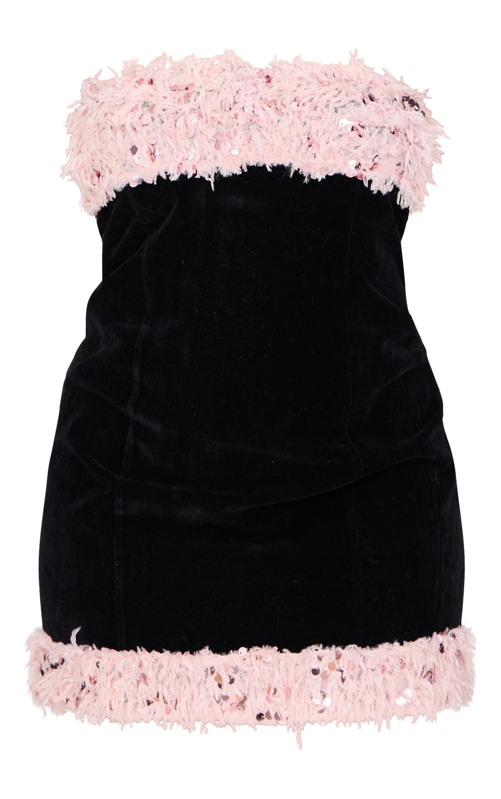 Plus Black Textured Sequin Bandeau Mini Dress Product Image