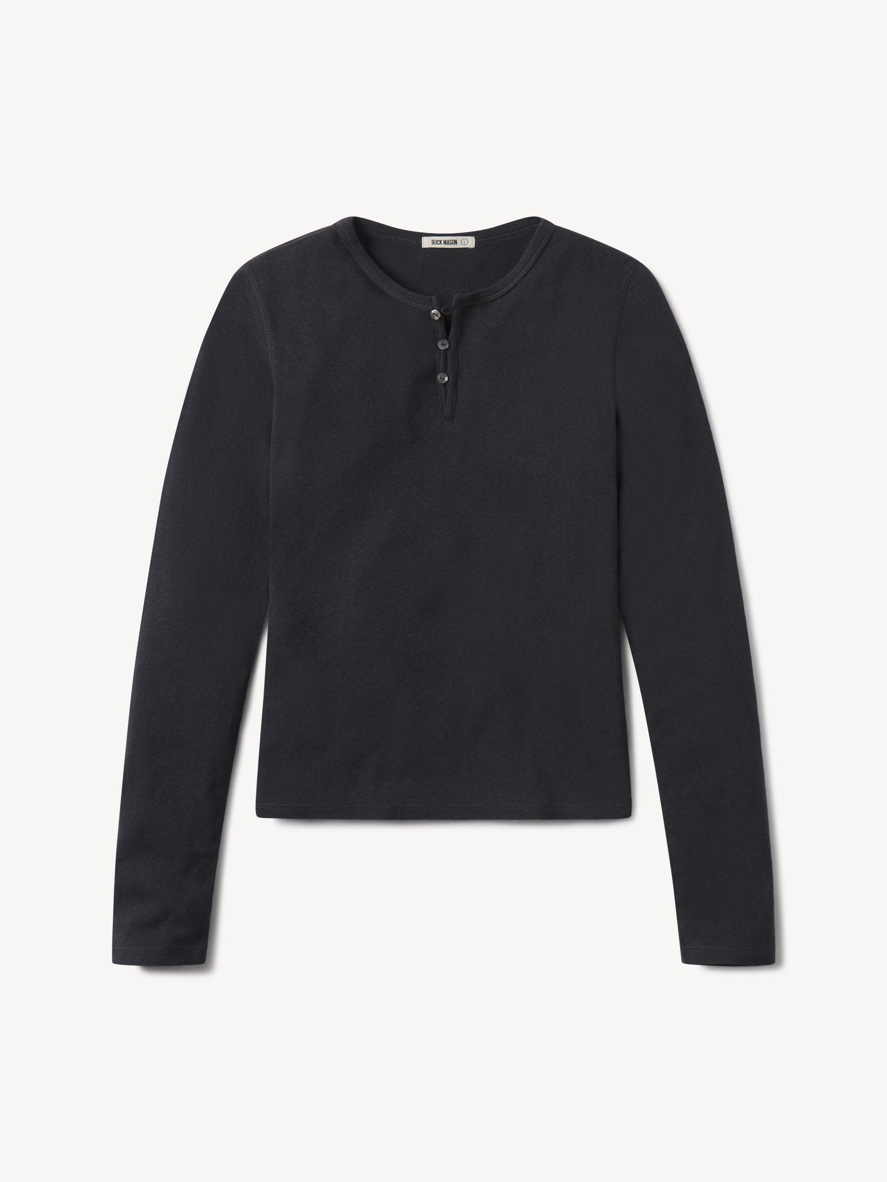 Soft Black Heirloom Rib L/S Henley Product Image