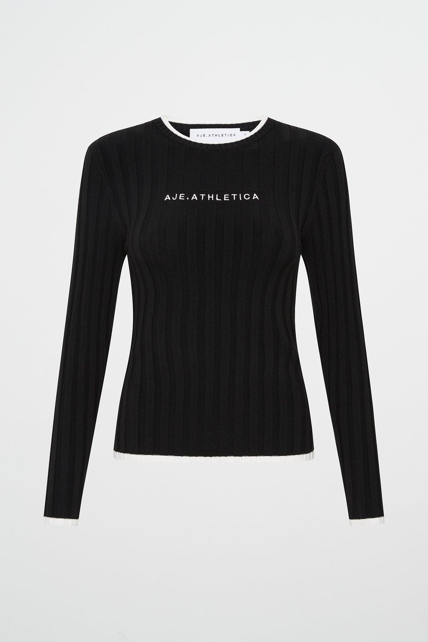 Contrast Long Sleeve Rib Knit Top 438 Product Image