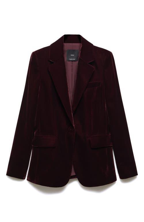 MANGO - Velvet blazer burgundyWomen Product Image