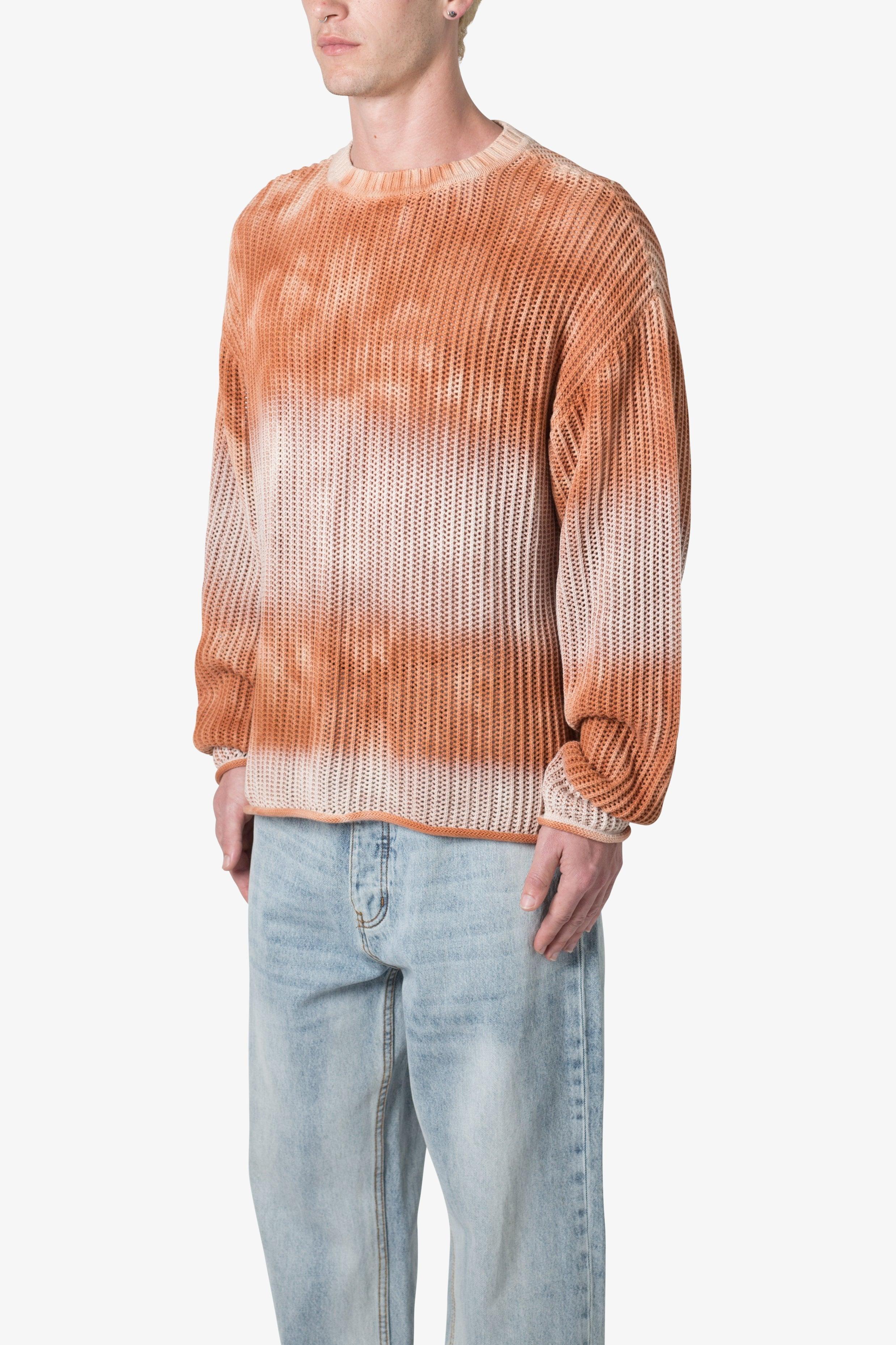 Tie Dye Open Knit Sweater - Orange Product Image