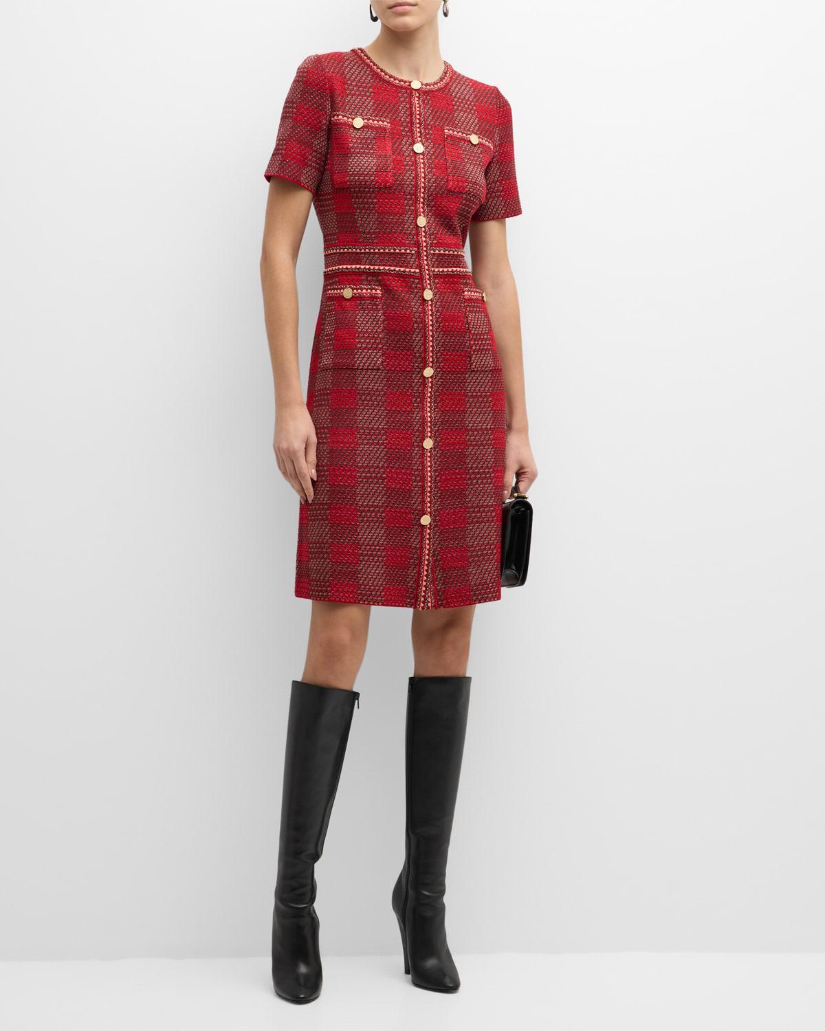 Misook Bold Plaid Knit Sheath Dress Product Image