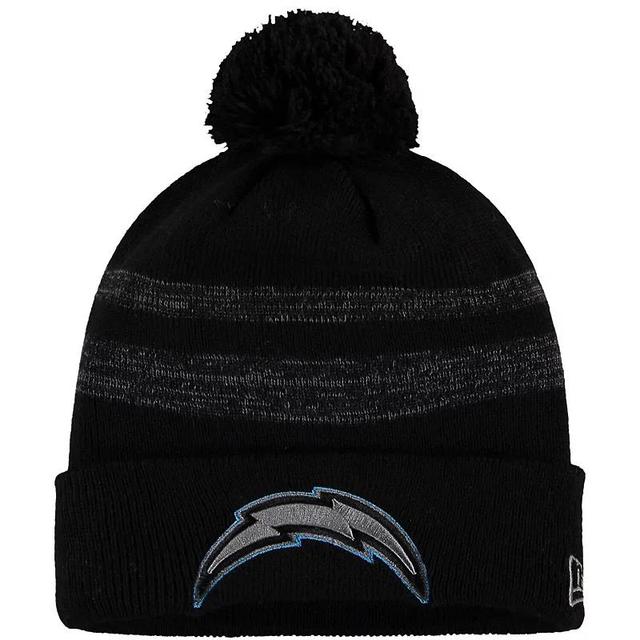 Mens New Era Los Angeles Chargers Logo Dispatch Cuffed Knit Hat with Pom Product Image