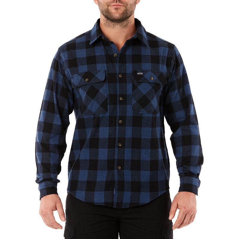 Mens Smiths Workwear Regular-Fit Plaid Two-Pocket Flannel Button-Down Shirt Grey Gray Product Image