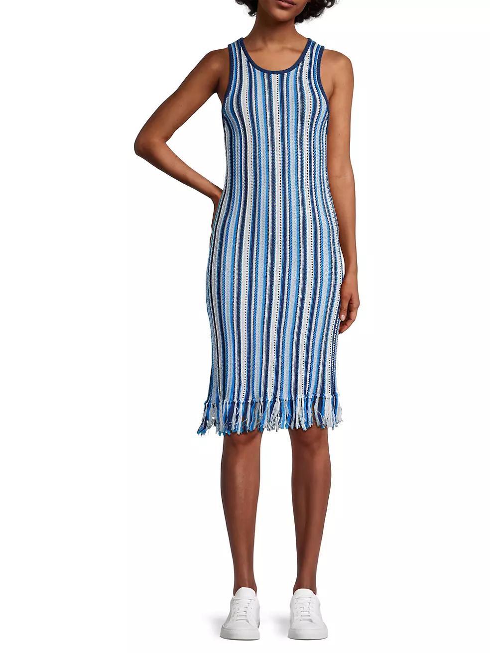 Sleeveless Striped Crochet Midi-Dress Product Image